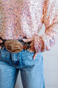 Sequin Cropped Top