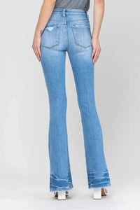 Distressed Mid Rise Flared Jeans