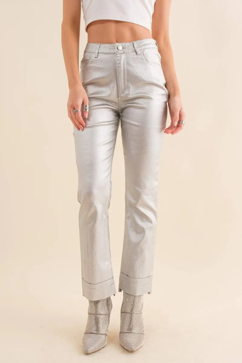 Metallic Edge Mid Rise Denim Jeans