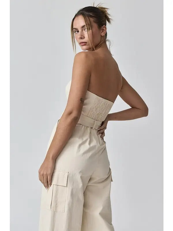 Hazel Strapless Cargo Jumpsuit