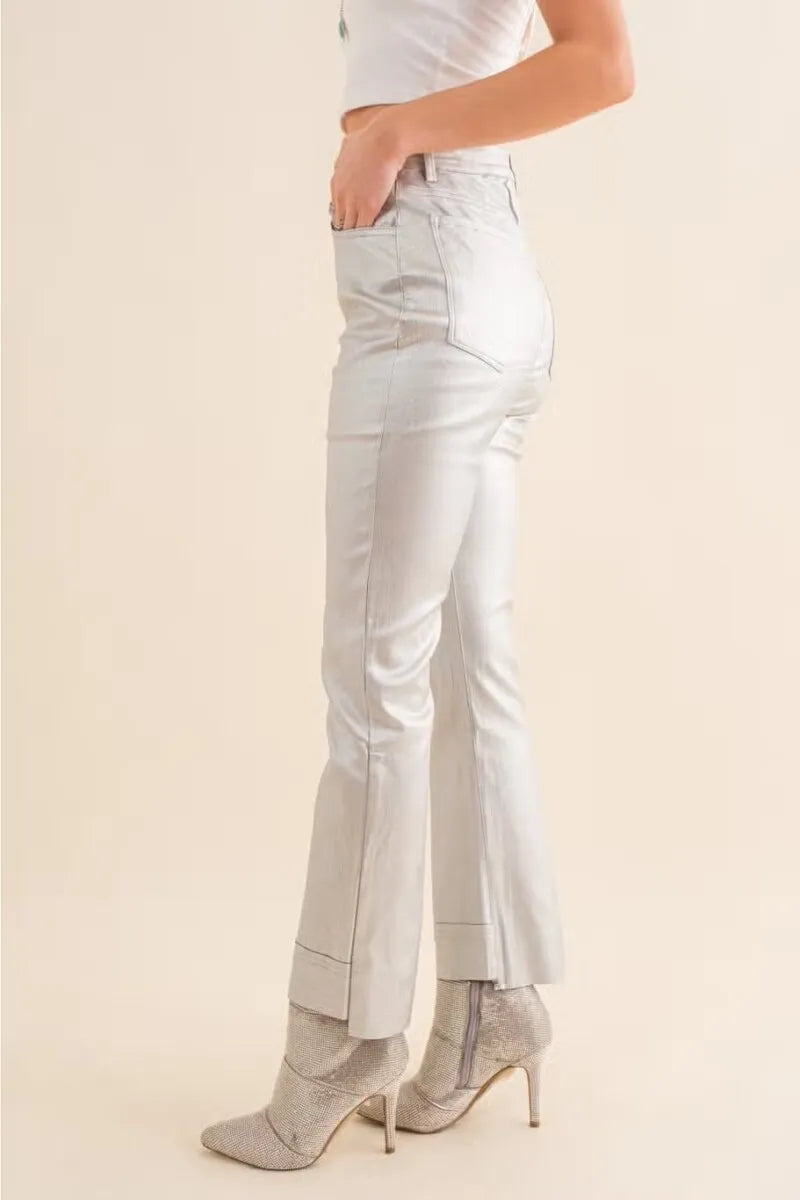 Metallic Edge Mid Rise Denim Jeans