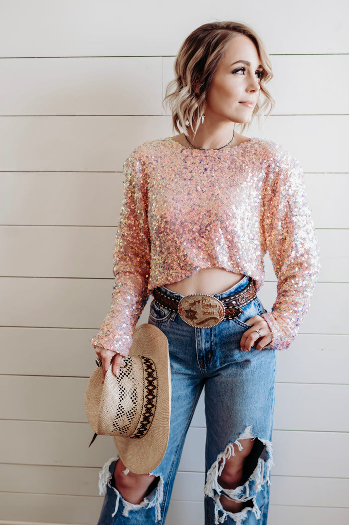 Sequin Cropped Top