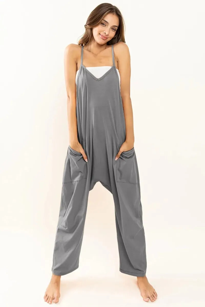 Sleeveless V-Neck Jumpsuit With Pockets