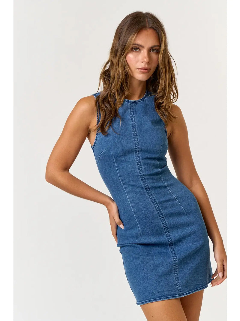 Denim Sleeveless Bodycon Dress