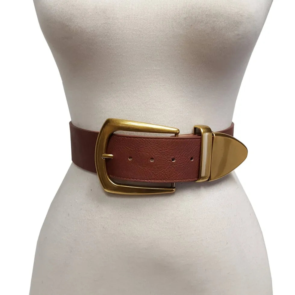 Wide Width Belt With Western  Statement Buckle Loop + Tip