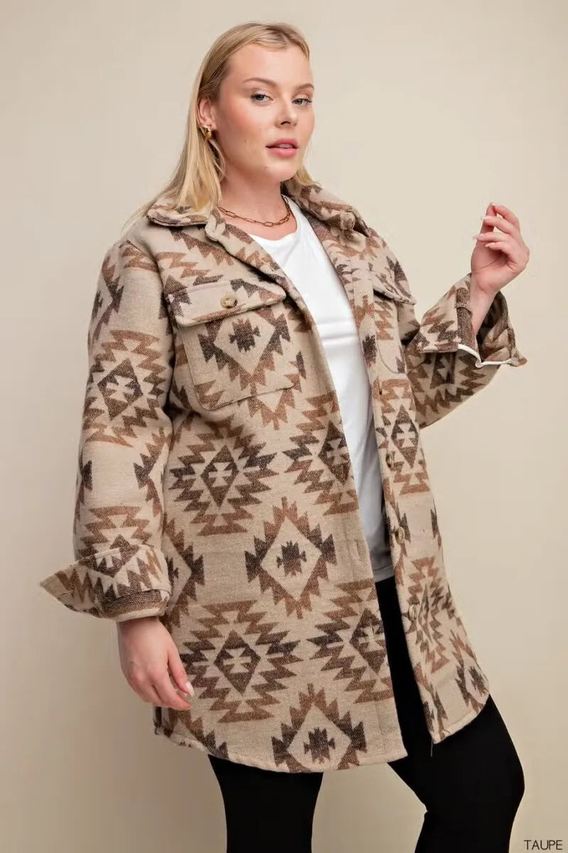 Plus Size-Pocket Coat With Patch Breast Pocket