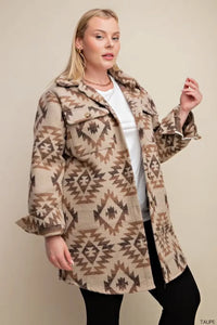 Plus Size-Pocket Coat With Patch Breast Pocket