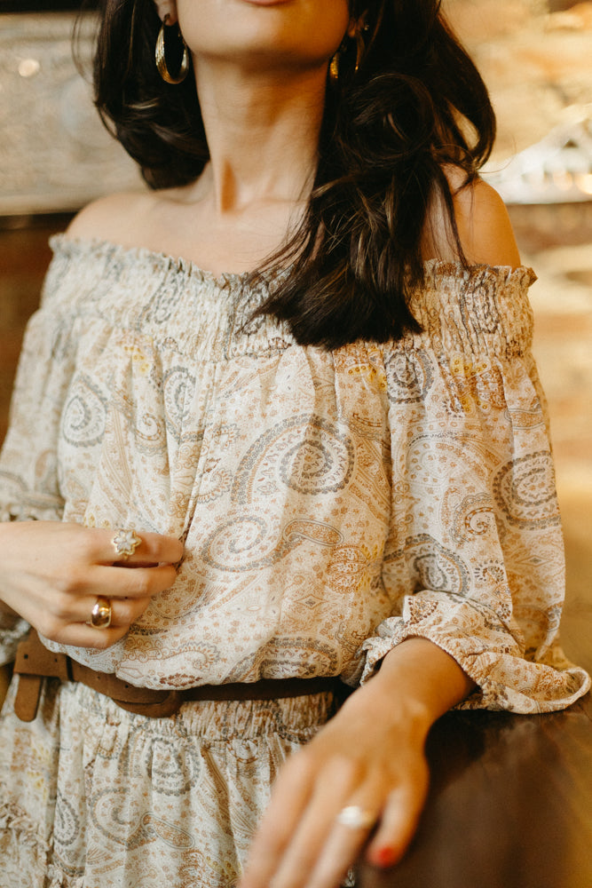 Boho Paisley Print Ruffled Mini Dress