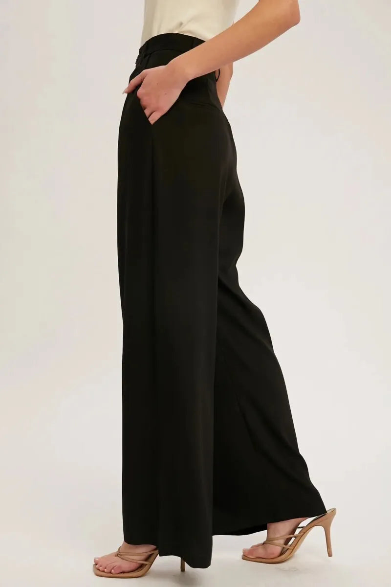 Pintuck Wide Leg Pants