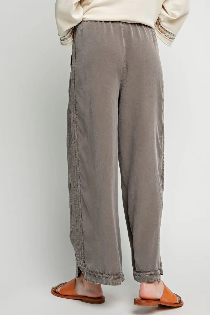 Mineral Wash Twill Wide Leg Pants