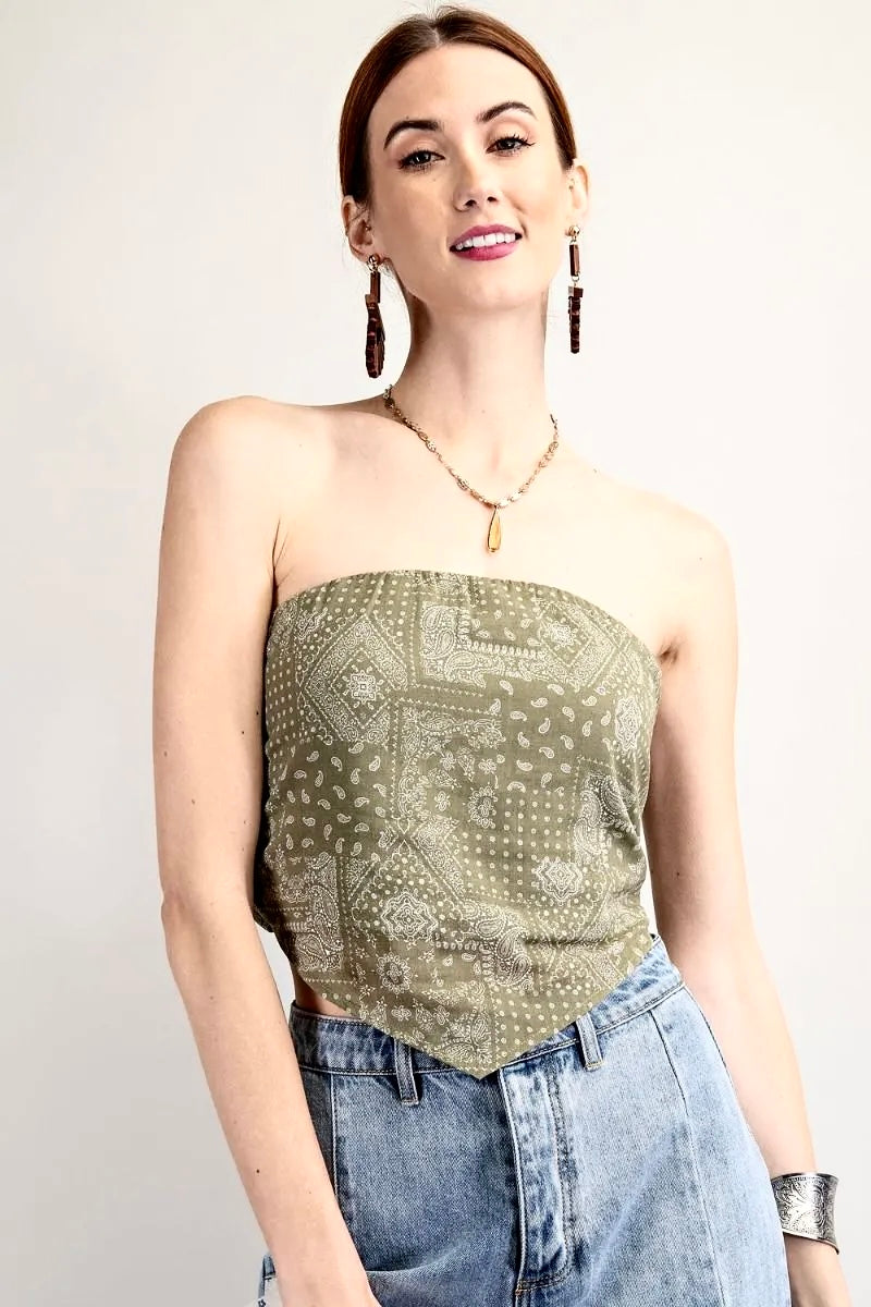 Bandana Paisley Print Voile Tube Top