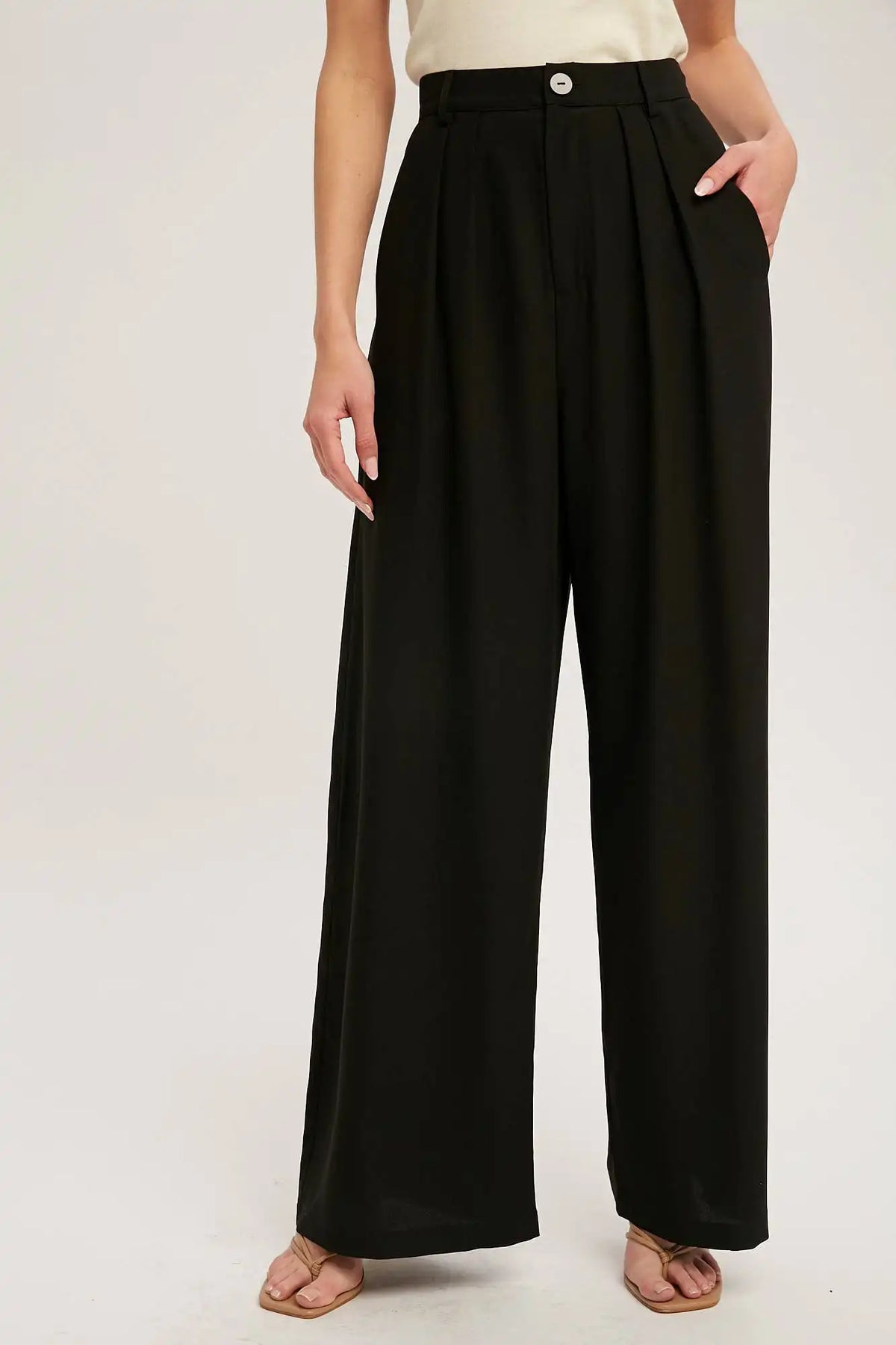 Pintuck Wide Leg Pants