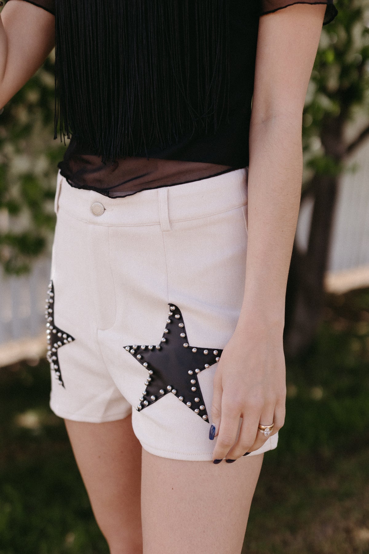 Studded Stars Suede Shorts