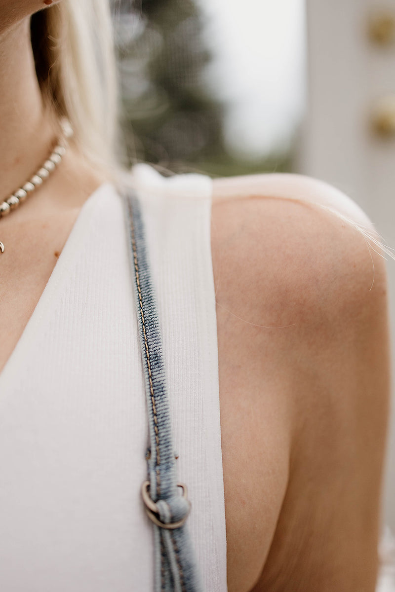 Bandana Print Washed Denim Overalls