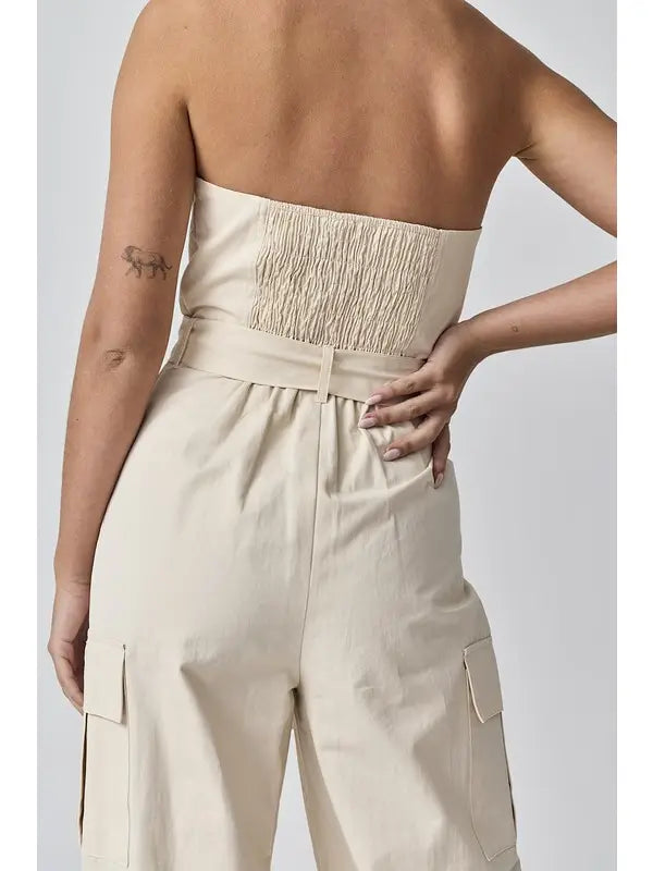 Hazel Strapless Cargo Jumpsuit