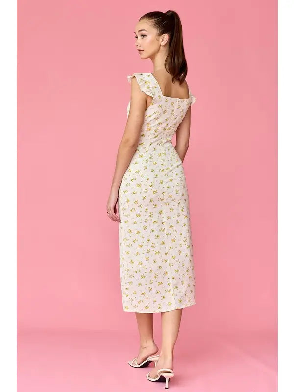 Ava Floral Asymmetric Midi Dress