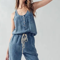 Drawstring Sleeveless Jumpsuit