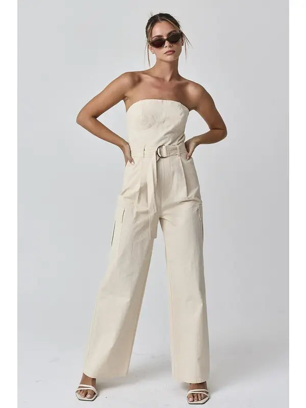 Hazel Strapless Cargo Jumpsuit