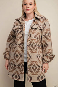 Plus Size-Pocket Coat With Patch Breast Pocket