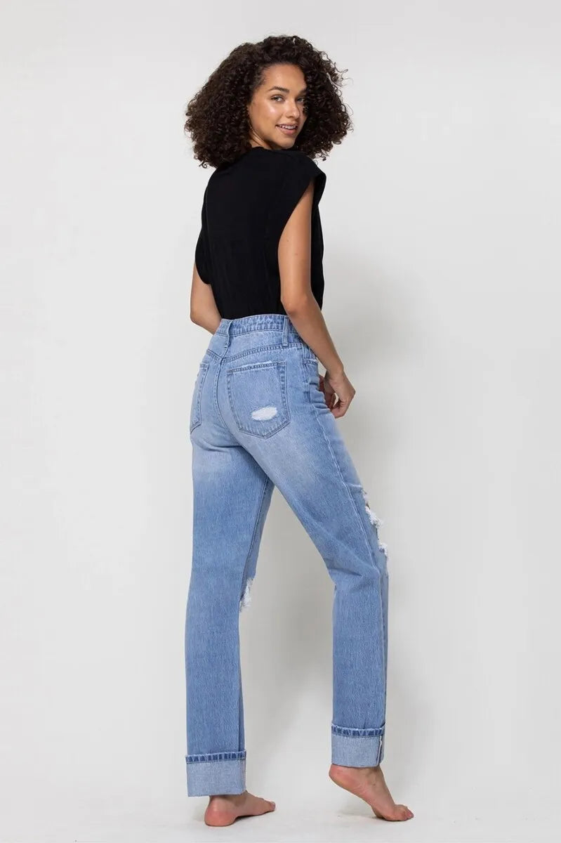 Distressed 90's Straight Leg Jeans