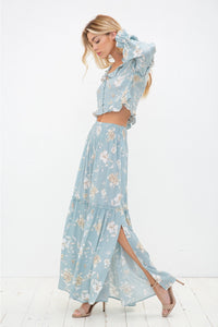 Belle - Floral Ruffle Smocked Waist Maxi Set