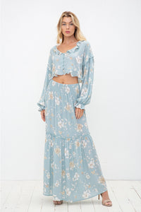 Belle - Floral Ruffle Smocked Waist Maxi Set