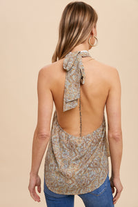 Ada Halter Tie Back Satin Top