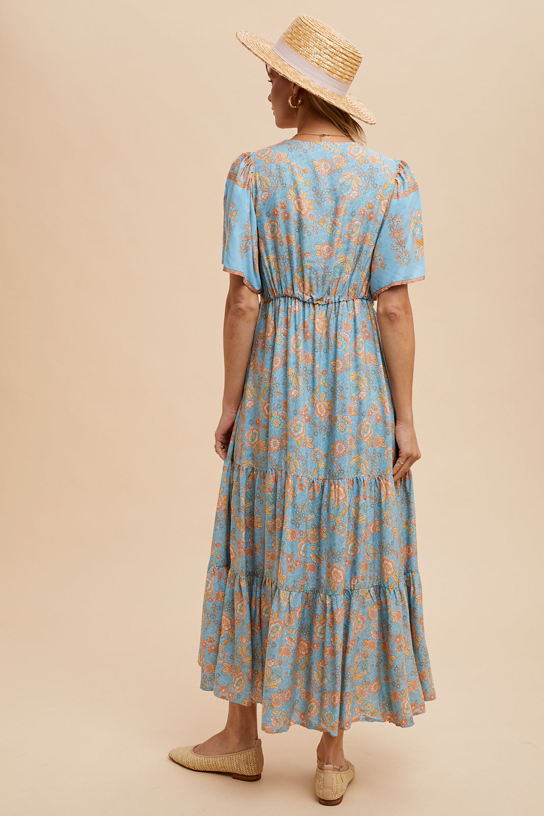 Audrey Border Print Midi Dress