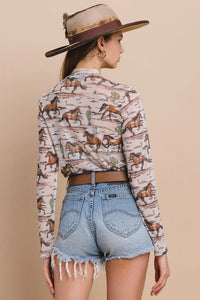 Western Horse Mesh Top